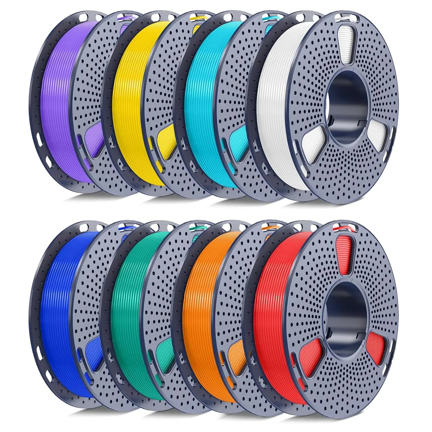 Set di Filamenti PLA in 8 Colori, 250g Ciascuno, 1,75mm, Avvolgimento Preciso, Confezionati Sottovuoto