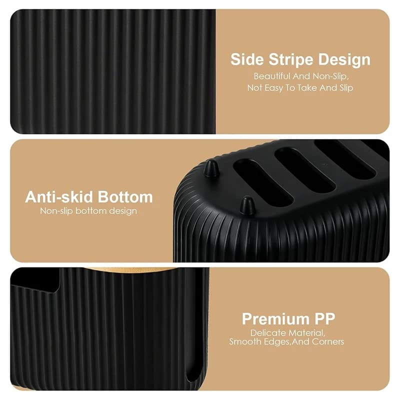 A23T Cable Management Box Desk Cable Tidy Box Cord Organizer Power Strip Hiding Box with Bamboo Lid for Home Office