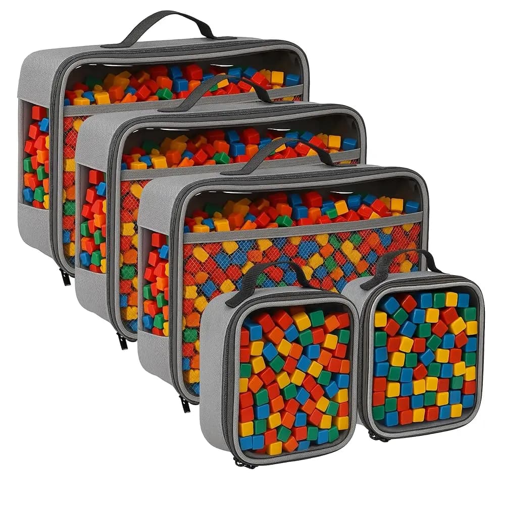 Spedizione Gratuita 5 Pezzi Borse Magnetiche per Conservazione Mattoncini - Organizer per Giocattoli da Viaggio, Lego, Blocchi, Puzzle, Tonies, Boa