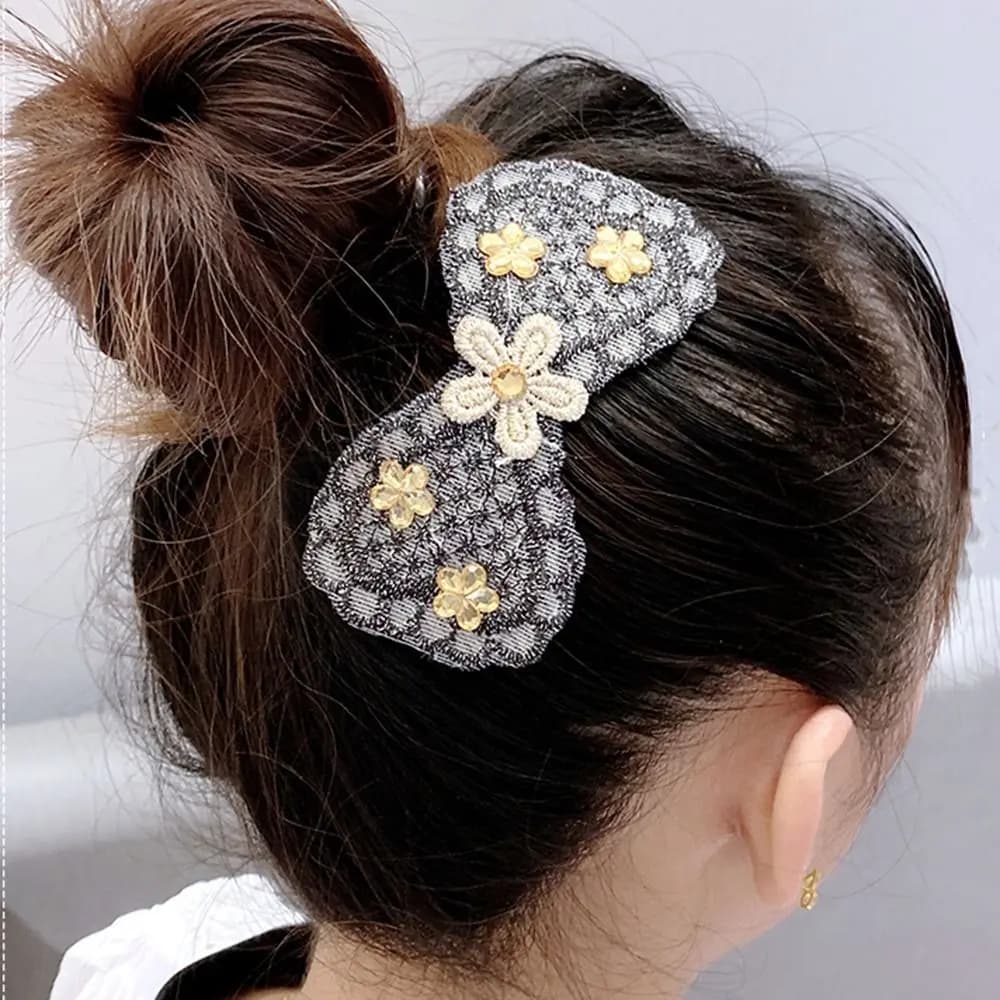 Sweet Flower Seamless Magic Paste Bow Hair Clip Bangs Paste Headwear Cutting Salon Acessories Ladies