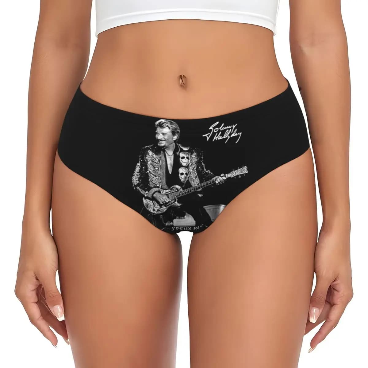 Mutandine personalizzate Johnny Hallyday French Rock Singer Brief Panties Intimo elasticizzato confortevole da donna Regali di San Valentino