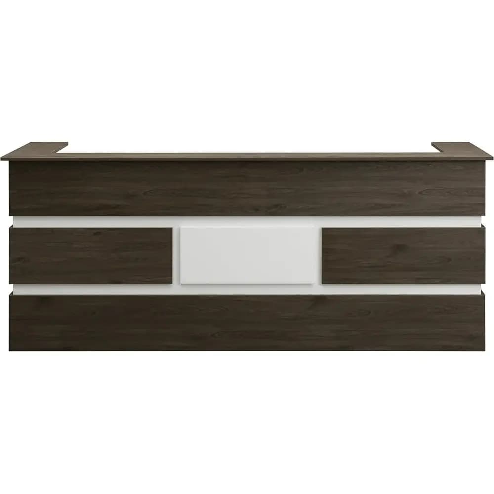 Scrivania da ufficio in legno 87 con cassetti, guide e maniglie cromate | Gestione dei cavi | Opzione Logo Personalizzato | Adatto per saloni, centri benessere