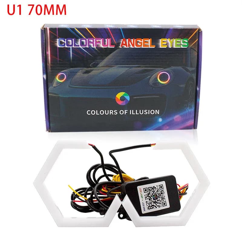 Anello LED per auto generale Faro RGB Anello esagonale colorato Controllo app PER DRL Accessori per auto LED in silicone Strumenti facili da usare