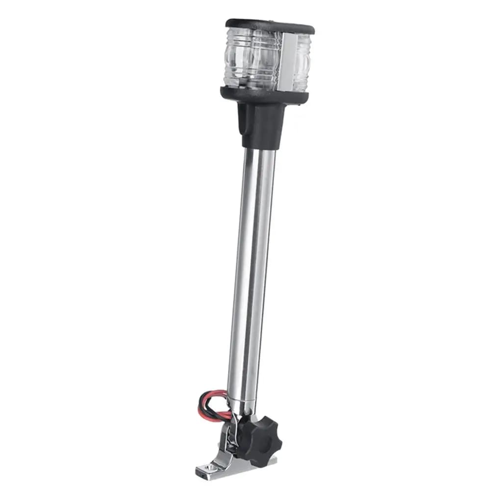 Luce di Navigazione a LED per Imbarcazioni Marine, Lampada Pieghevole con Palo in Acciaio Inox da 375mm, Luce Bianca Calda per Yacht