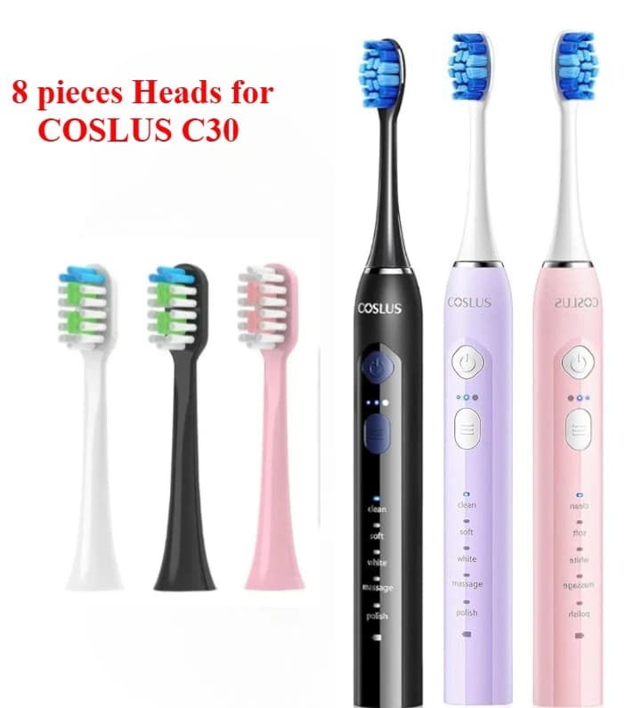 8 pezzi di testine di ricambio per spazzolino elettrico COSLUS C30, testine per COSLUS C30