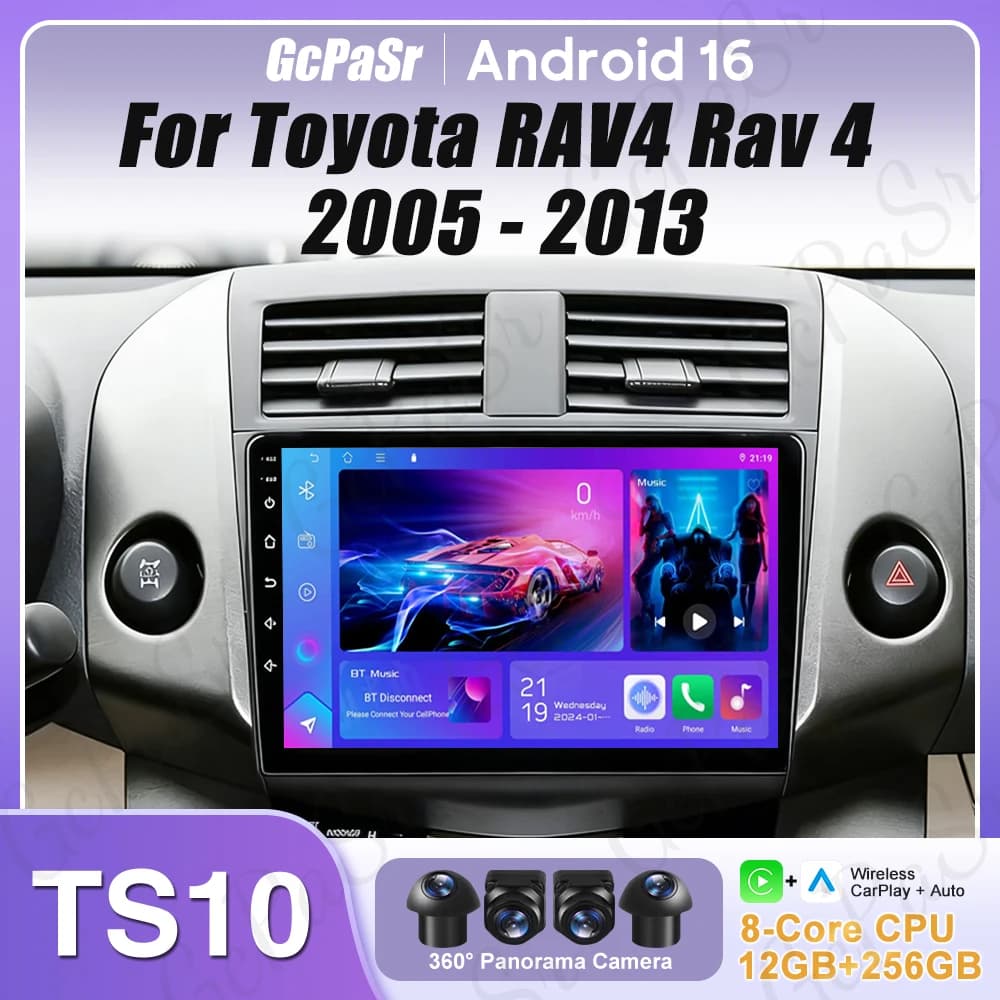Android Auto for Toyota RAV4 Rav 4 2005 - 2013 Autoradio Carplay No 2din 4G Wifi Monitor for Auto Video GPS Navigation Stereo 2k BT