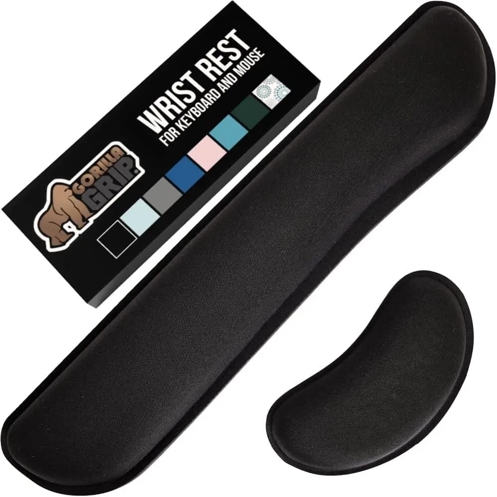 Poggiapolsi Ergonomico in Memory Foam per Tastiera e Mouse, Supporto Antidolorifico per Mano e Braccio, Resistente alle Macchie, Set da 2 Pezzi Nero