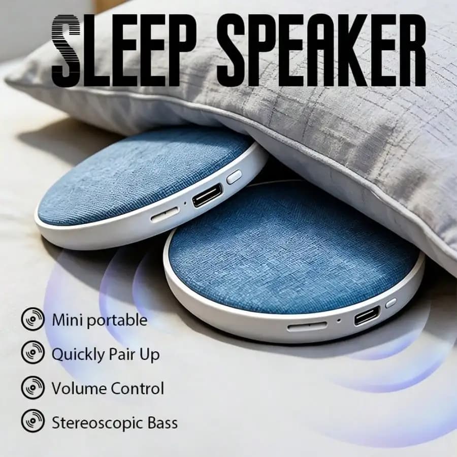Auricolari per dormire con altoparlante integrato nel cuscino, altoparlante wireless a conduzione ossea sotto il cuscino, macchina per rumore bianco con bassi potenti stereo, supporta scheda TF, spegnimento automatico temporizzato, ultrasottile 11 mm