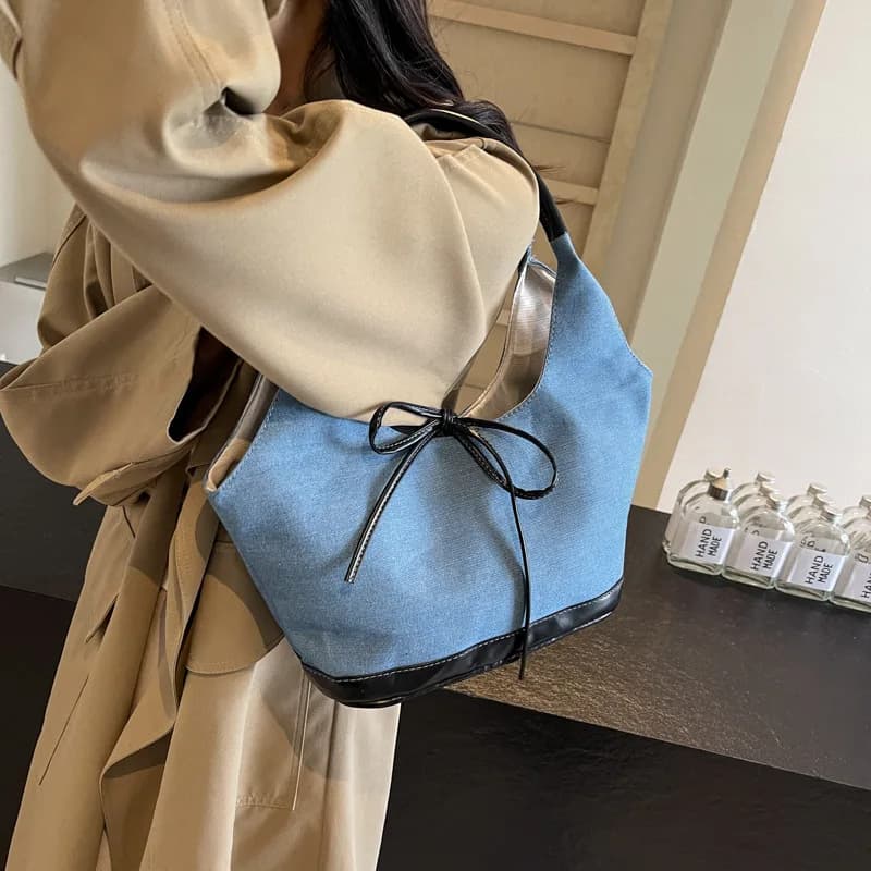 1 borsa tote in tela borsa a tracolla a tracolla per donna borsa da pendolare spaziosa leggera borsa sotto le ascelle accessorio casual