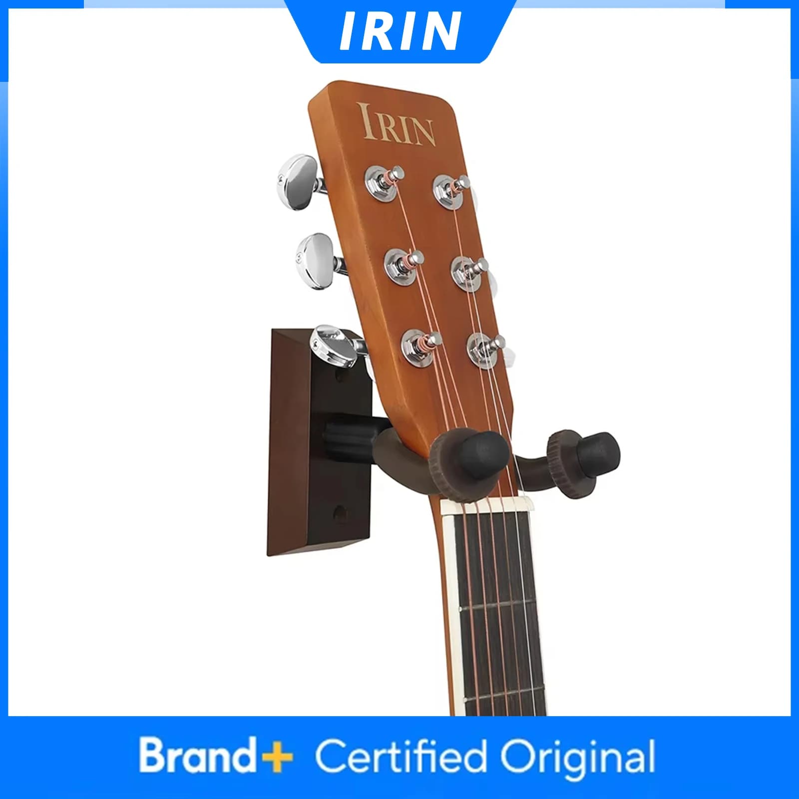 Supporto da Parete per Chitarra IRIN con Base in Noce e Gancio in Metallo per Chitarra, Violino, Basso, Ukulele, Banjo - Accessori per Strumenti Musicali