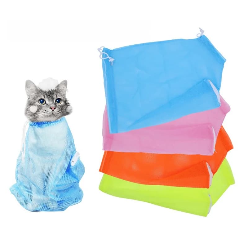 Mesh Cat Bath Bag Adjustable Dogs Anti Scratch Bite Kat Nail Trim Inject Examing Pet Washing Clean Restraint Massage Bags