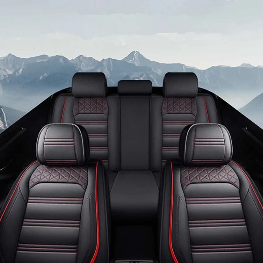 Complete set of car seat covers for 5 seats, front and back cushion protection in PU leather