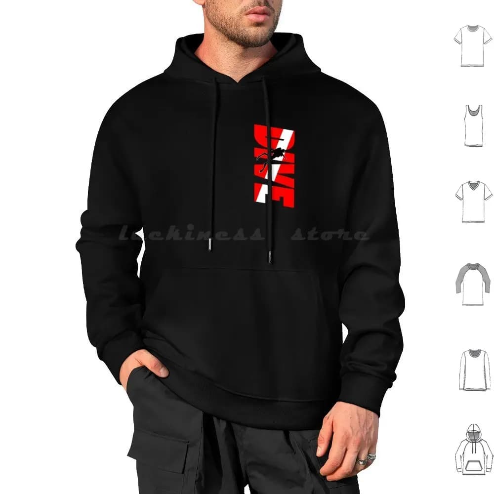 Men's or women's Dive Diver Down Flag Hoodie, Long Sleeved Cotton Gift, For Diving, Snorkeling, Divemaster, Open Water