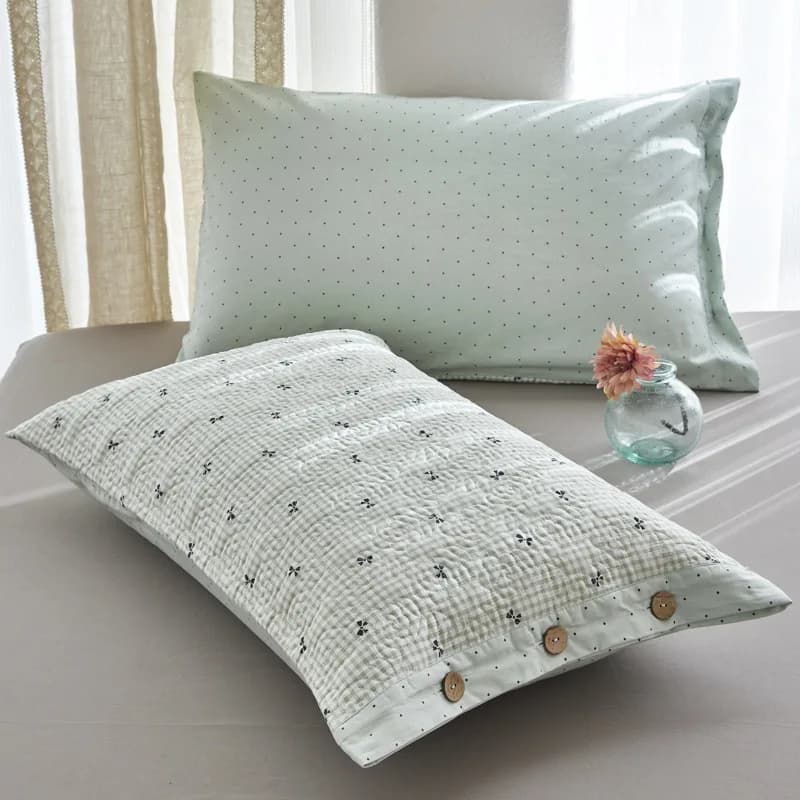 2026 New Thickened Quilted Cotton Pillowcase Double-Sided Cozy Pillow Cases with Button Lock Skin-Friendly Printed Home Textile