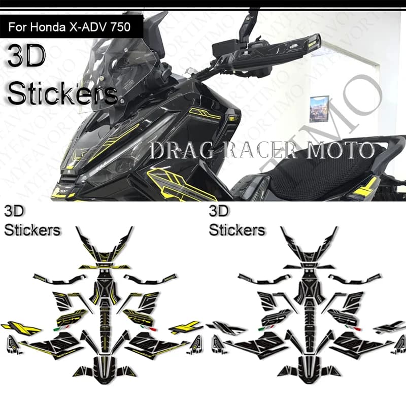 per Honda X-ADV XADV X ADV 750 Adesivi protettivi per moto, kit decorativo adesivi 3D per carenatura del guscio del parafango, adatto