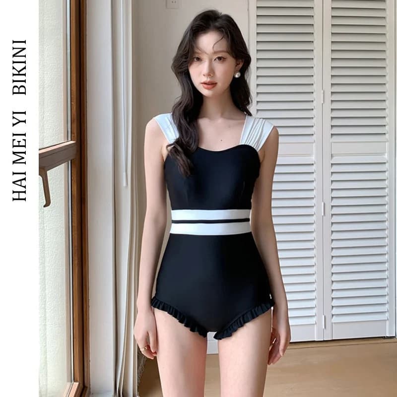Hamiyi 2026 Nuovo Costume da Bagno Intero Semplice e Conservativo da Donna, per Sorgenti Termali, con Copertura Pancia, Casual, Triangolare