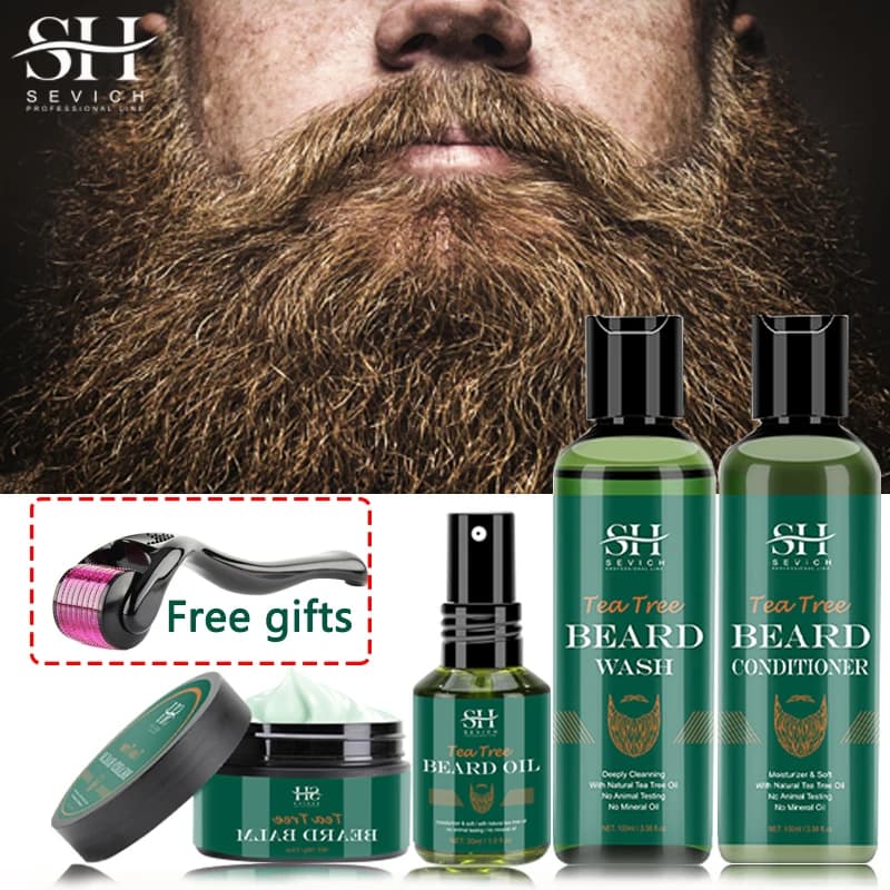 2023 Barba Growth Kit For Men Nutritional Hydrating Baffi Growth Enhancer Oil Tea Tree Anti Hair Loss Shampoo Barba Care