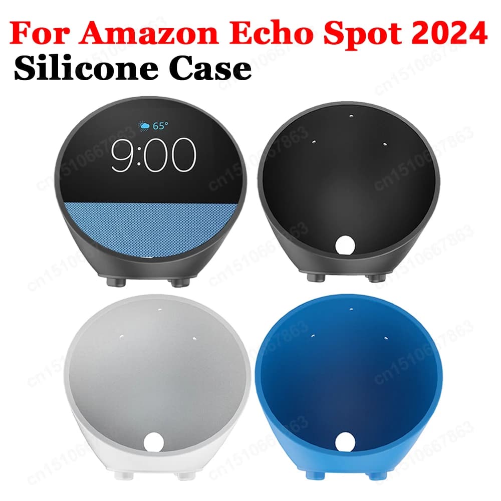Silicone Case/ HD Screen Protector for Amazon Echo Spot Smart Alarm Soft Protective Case for Amazon Echo Spot