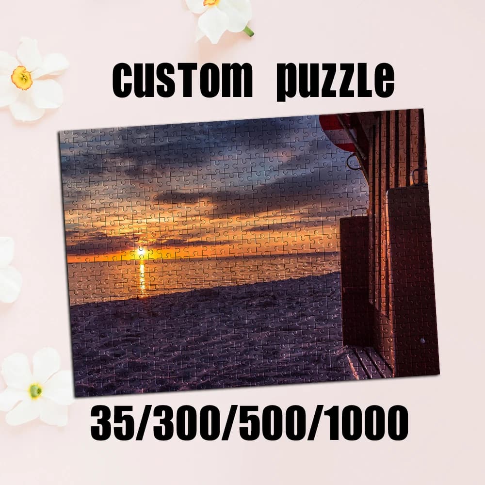 Puzzle Personalizzato con Foto, Tema Cabina sul Mare al Tramonto, Giocattoli Puzzle per Bambini, Regalo Personalizzato