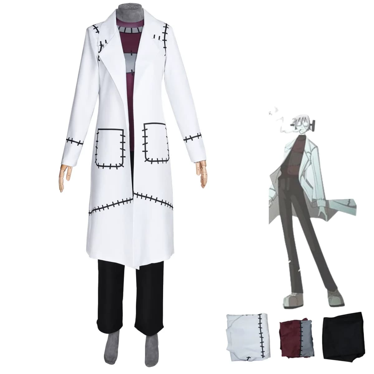 White Trench Coat Top Uniform Full Set Adult Man Halloween Carnival Dress 2025 Anime Soul Eater Stein Dr Costume Cosplay