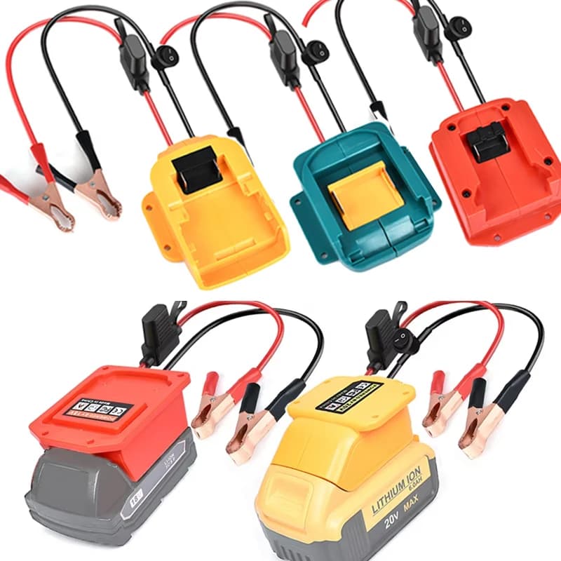 Accenditore di emergenza per Makita/Dewalt/Milwaukee 18V Batteria BL1830 Cavo booster per auto con interruttore fusibile Kit di alimentazione di emergenza