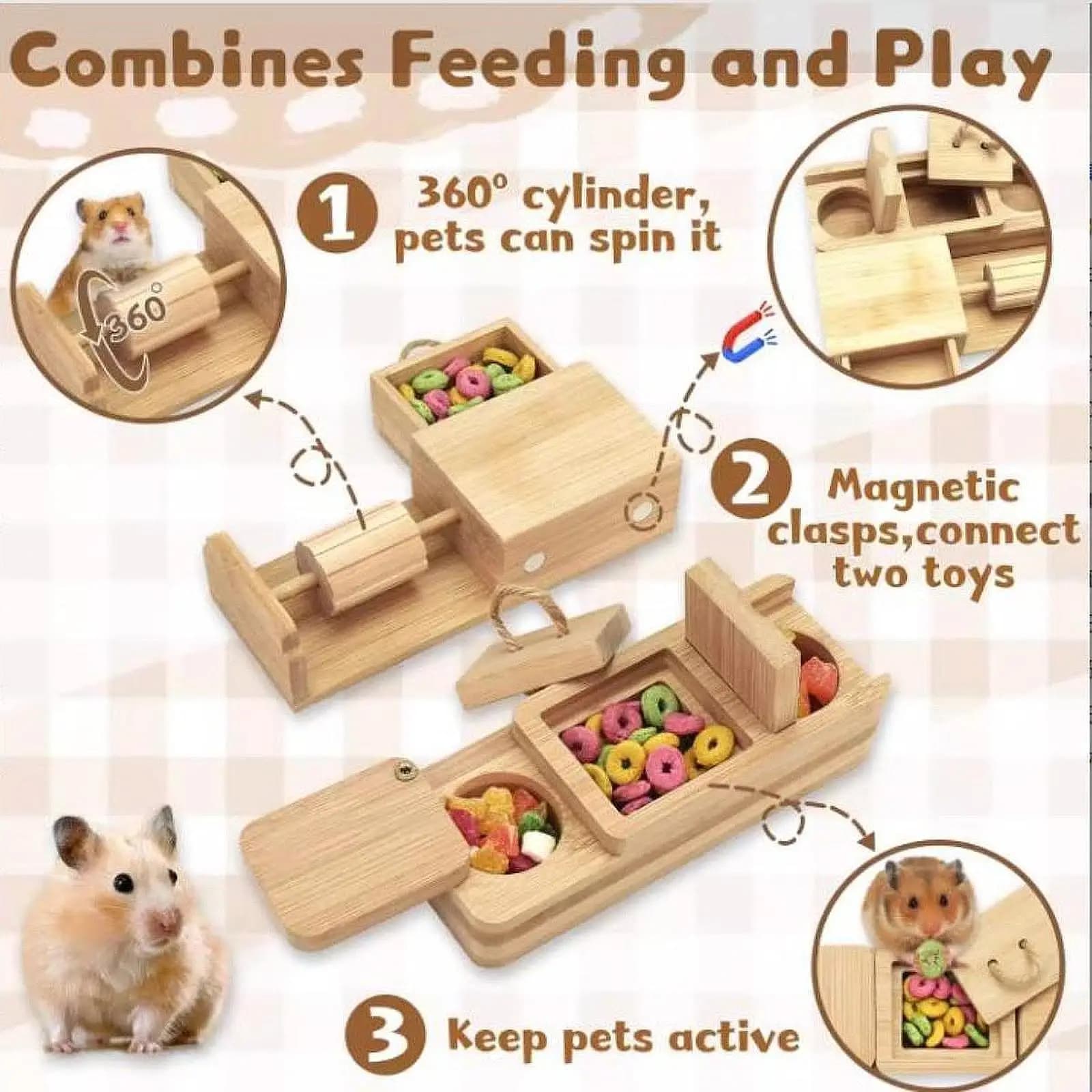 Giocattolo per la foraggiamento del criceto Puzzle creativo per nascondere dolcetti per mouse Piccolo coniglietto per animali domestici