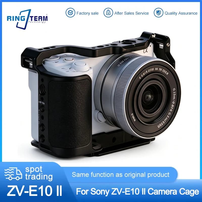 Gabbia per fotocamera Sony ZV-E10 II con guide NATO, telaio protettivo di espansione compatibile con gimbal e treppiede, accessorio per rig di ripresa