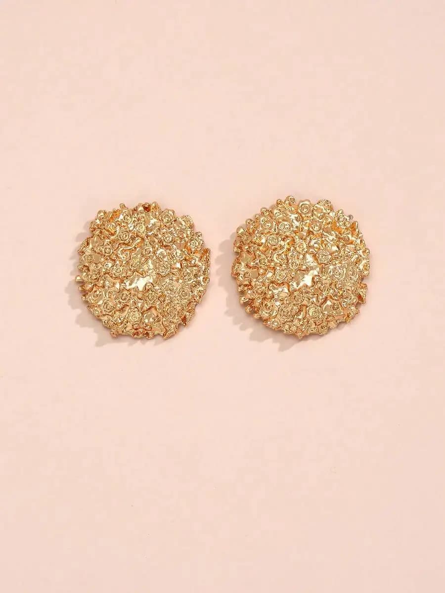 Textured Round Stud Earrings for Everyday Wear