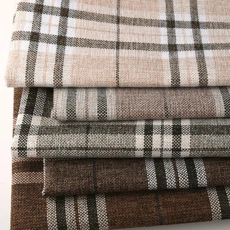 148 Cm Wide Sofa Fabric Thick Coarse Linen Fabric Plaid Stripes Tablecloth Pillow Background Cloth Cotton Polyester Linen Fabric