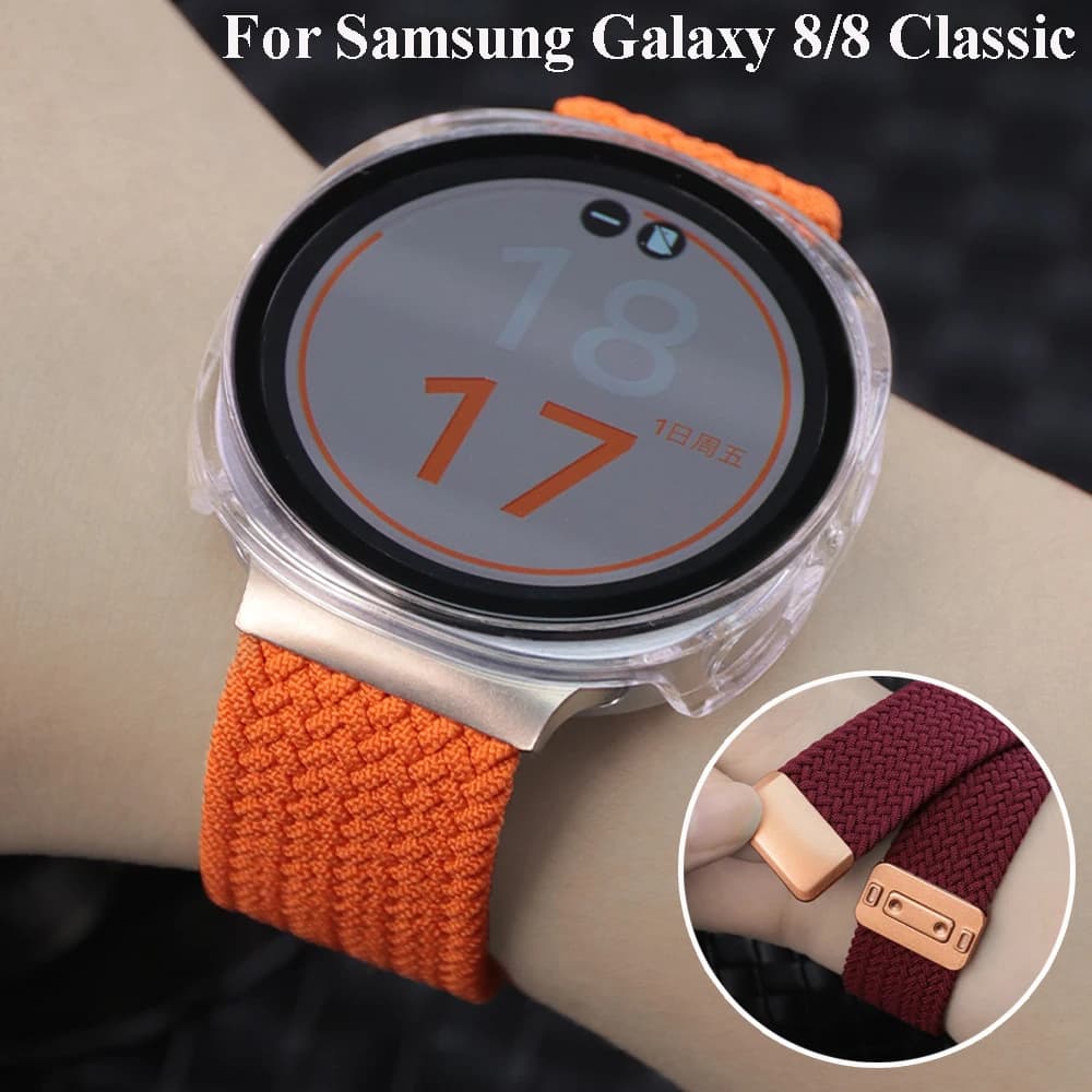 Bracciale sportivo in nylon per Samsung Galaxy Watch 8 40mm 44mm cinturino magnetico per Galaxy Watch 8 Classic 46mm cinturino intrecciato Solo Loop