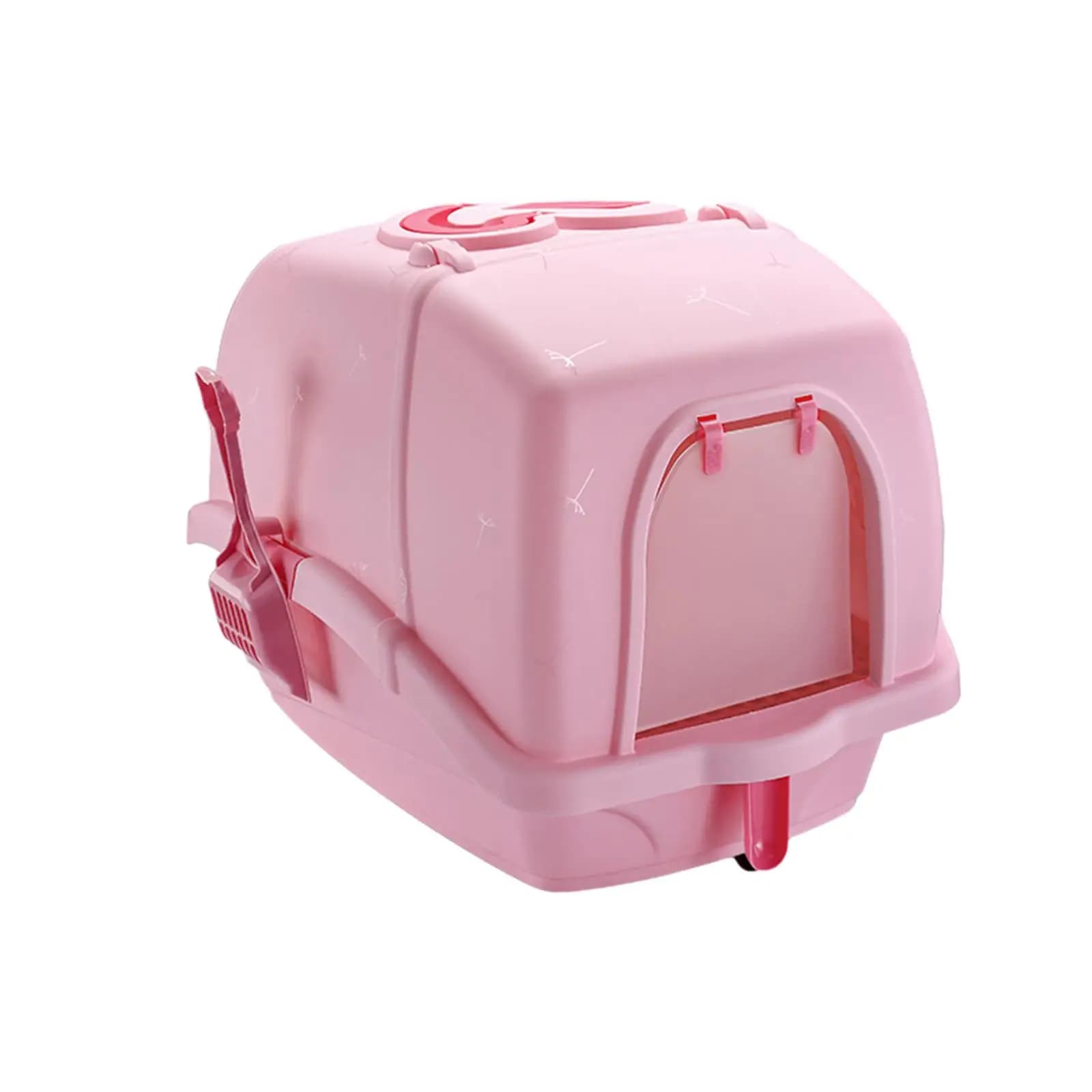 Enclosed Cat Litter Box Durable Pet Litter Tray with Front Door Kitten Potty