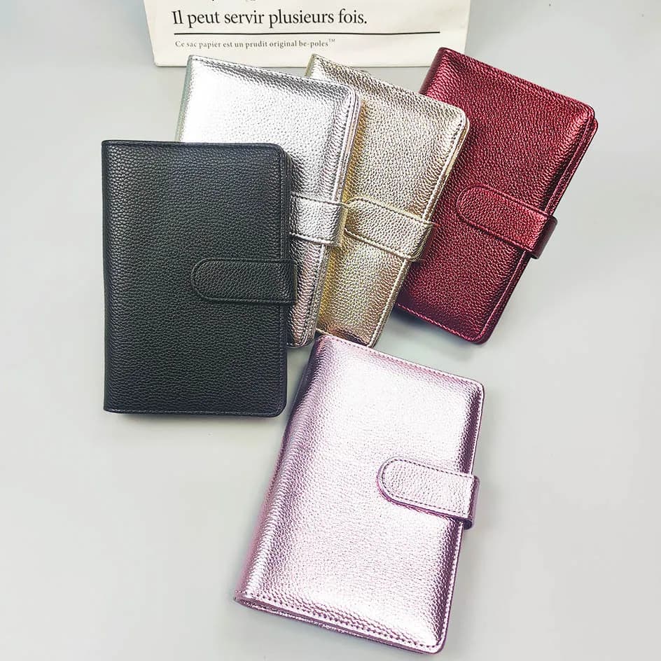Raccoglitore fai-da-te in pelle PU con texture metallizzata A6, solo copertina, raccogliere notebook, diario, agenda, pianificatore, copertina proiettile, album di cancelleria