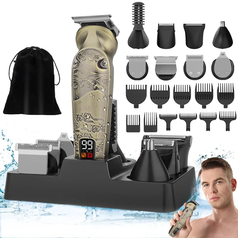 RESUXI 706/708 8 in 1 IPX6 waterproof professional haircut for men Rechargeable wireless beard haircut with 1200 mAh battery