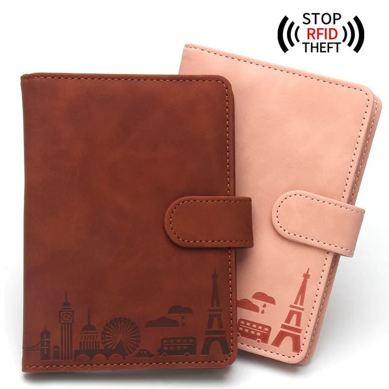 Porta Passaporto RFID Iron Tower con Chiusura Magnetica, Porta Biglietti Aerei, Custodia Passaporto Anti-magnetica, Organizer da Viaggio