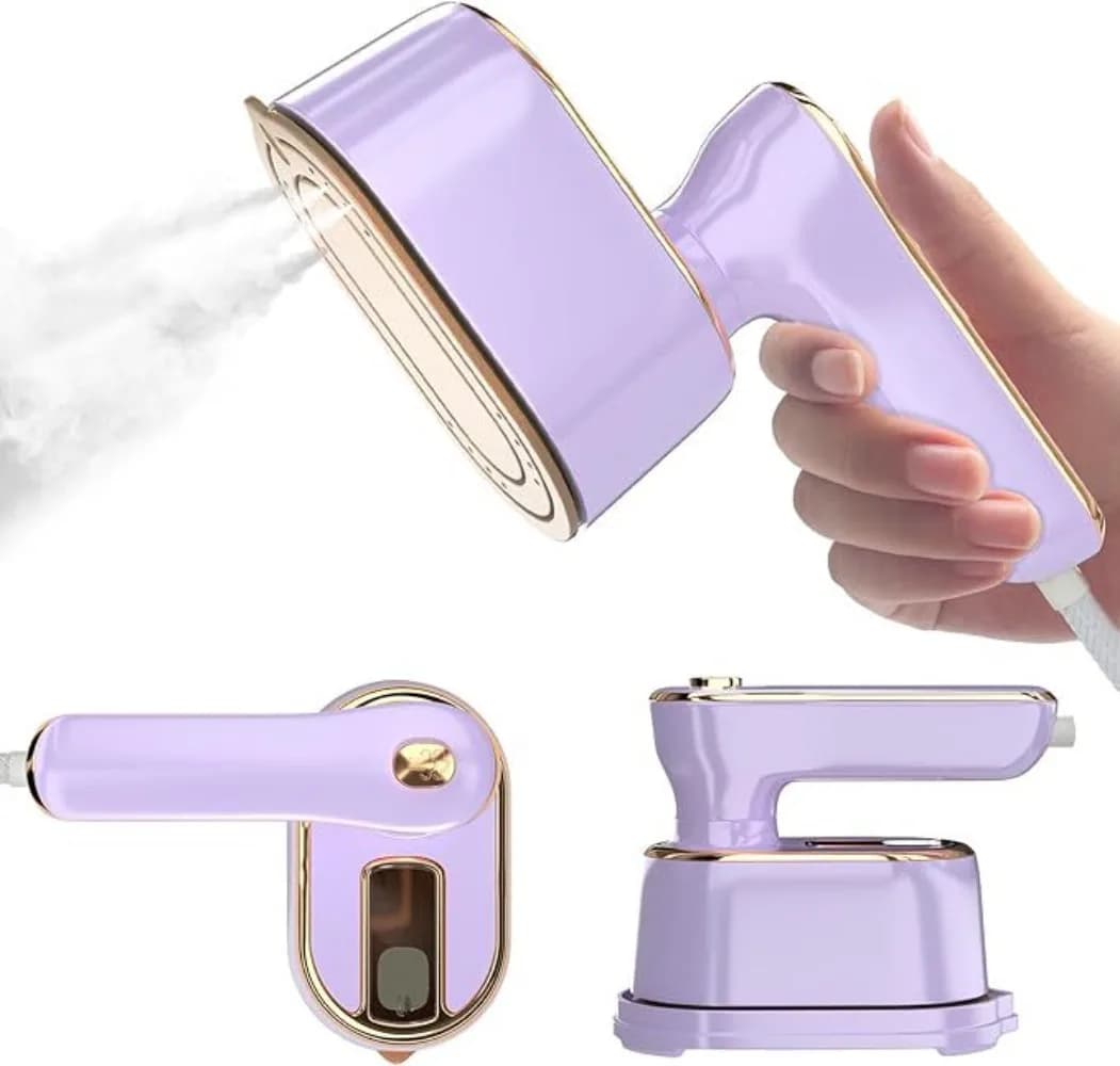 Ferro da Stiro a Vapore Portatile 1000W per Vestiti, Stiratore a Secco e Umido, Spazzola Stirante Rotante, Mini Ferro Elettrico per Casa e Viaggio