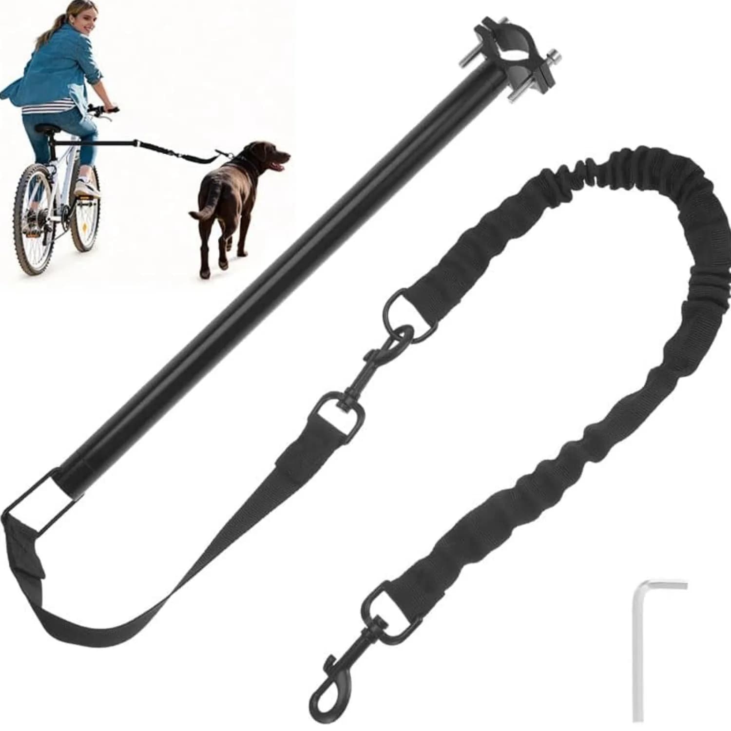 Guinzaglio per Cani da Bicicletta a Mani Libere, Attacco per Bici Ammortizzante per Esercizio, Ciclismo e Passeggiate, Resistente con Corda Elastica Ammortizzante