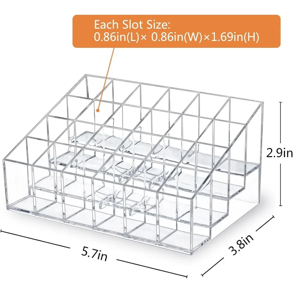 Best seller Clear Plastic Lipstick Organizer with 24 Slots Portable Cosmetic Makeup Storage Case for Lip Gloss Chapstick Perfume Sample Mascara and More Travel Toiletry Essential