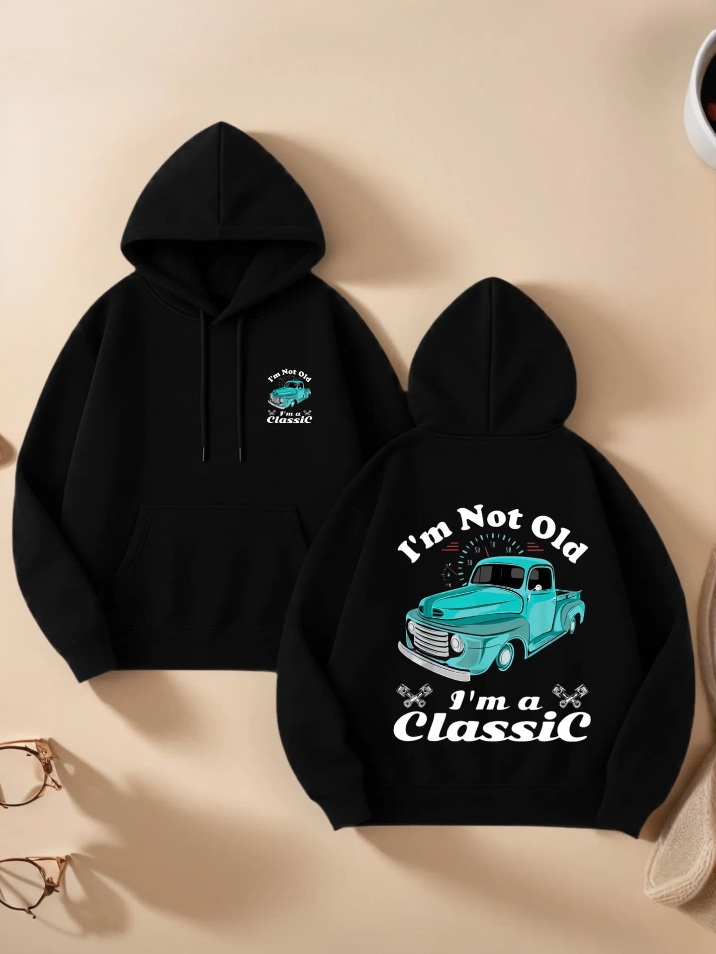 Felpa con cappuccio grafica da donna, stampa grafica vintage, estetica casual, foderata in pile, abbigliamento casual quotidiano, per giovani uomini