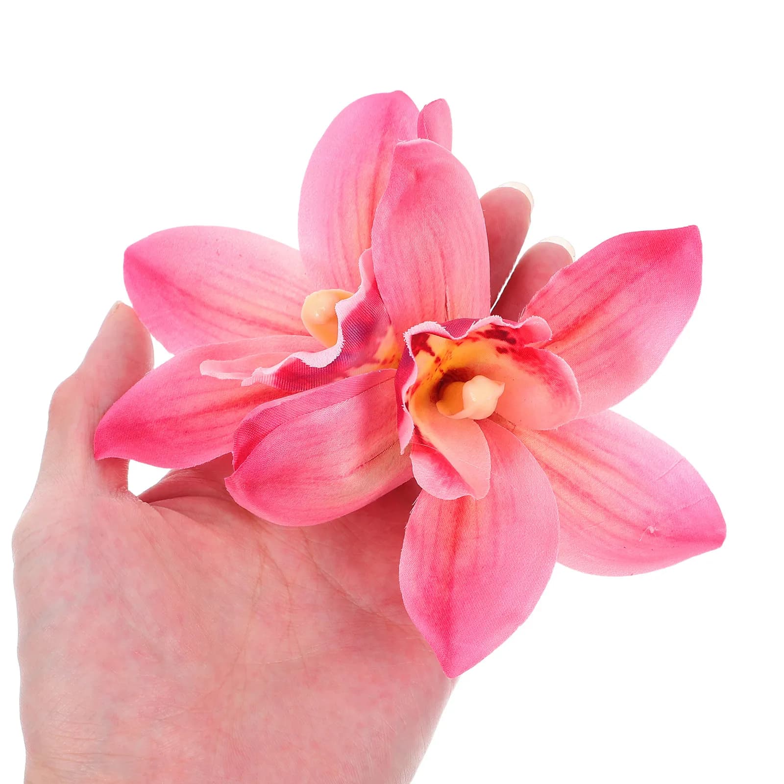 3 hair clips with fake orchid flowers, light, artificial, for beach holidays, spring trips, photo shoots, hair accessories
