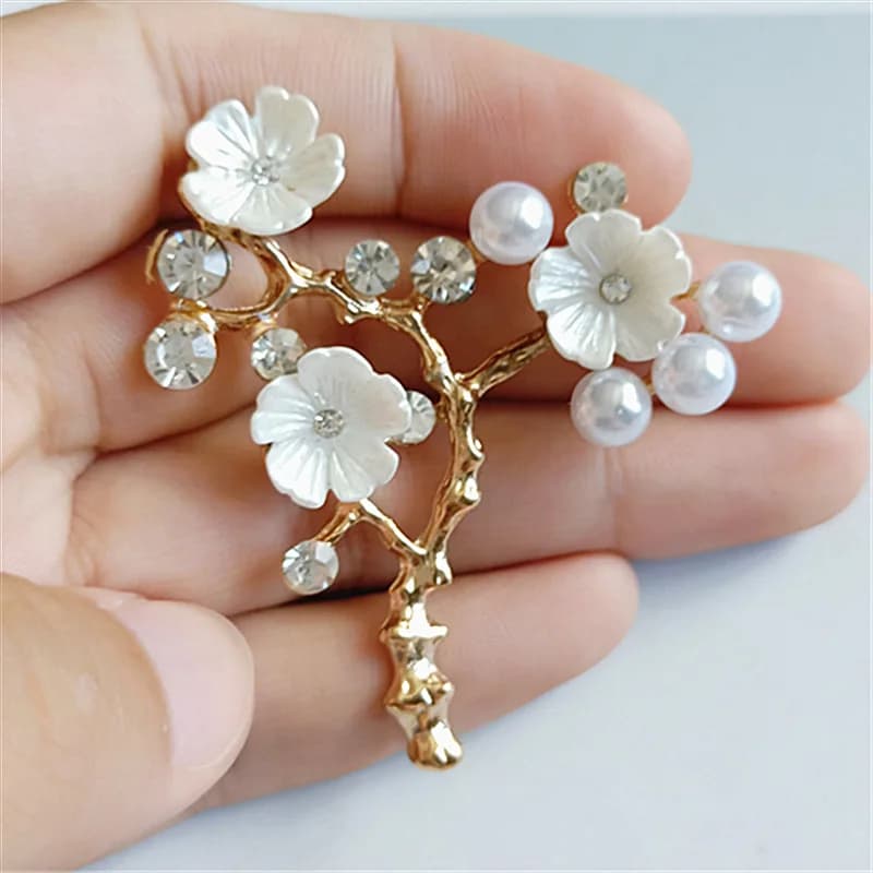 50 pz. Strass Perle a Forma di Ramo di Prugna con Bottoni e Perline Piatte per Decorazioni Fai-da-te per Capelli da Sposa, Bambini, Borse, Scarpe, Abbigliamento e Ornamenti per Custodie