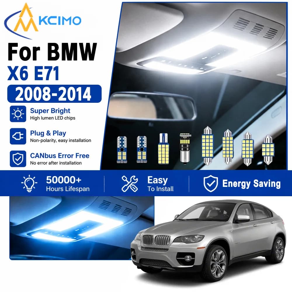 KCIMO 2 Colors LED Interior Light Kit For BMW X6 E71 2008-2014 Plug And Play Cabin Reading Dome Map Lamp Auto Accessories