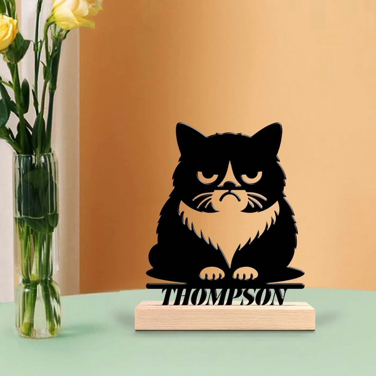 1pc Fashionable Personalized Custom Metal Statue Customizable Content With Wooden Base Unique Desktop Decoration Custom Gifts