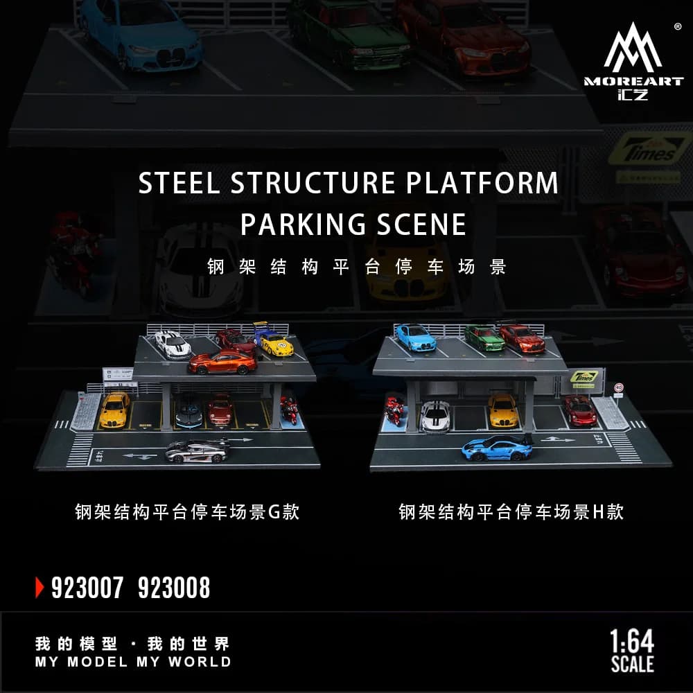More Art Modello di scena della piattaforma con struttura del telaio in acciaio 1:64 G/H, diorama del parcheggio per display, collezione e regalo