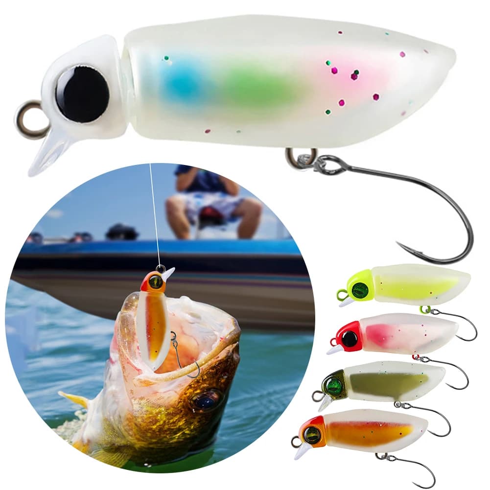 1-30 pz Insetto Micro Esca di Plastica Morbida Trota Spinner Manovella Esca Mini Galleggiante Trota Richiamo Wobblers Artificiali Persico 5 colori