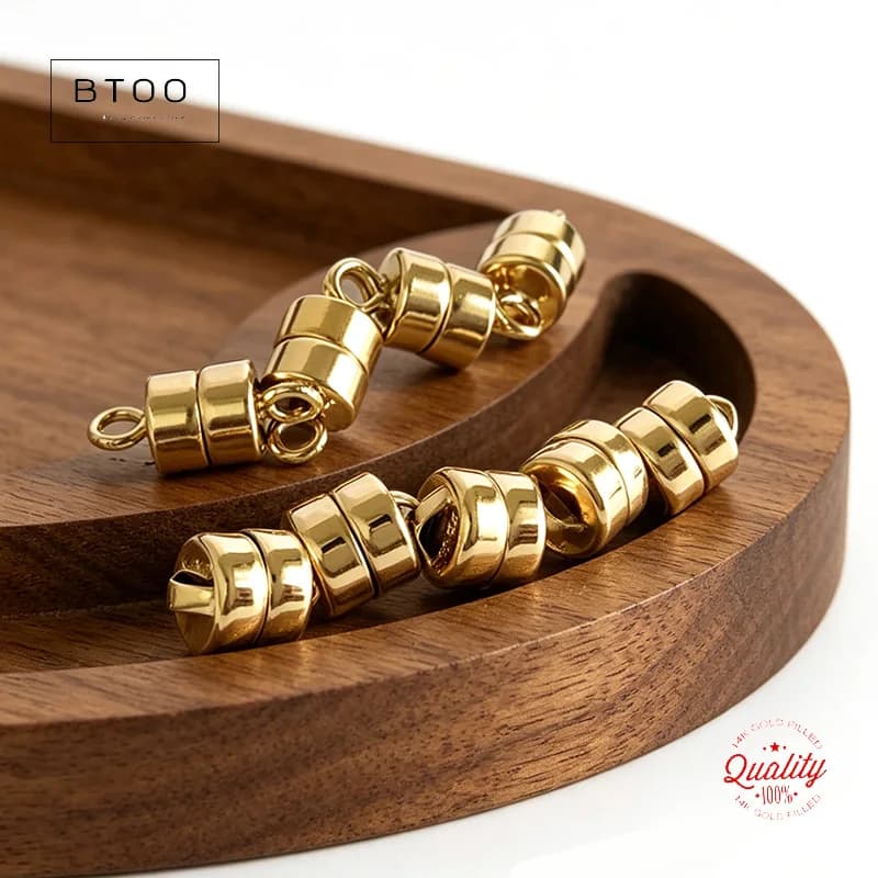 14K Gold Filled 4.5MM/5.5MM Magnetic Clasps Gold Jewelry Accessories Clasps for Necklace Making Handmade Jewelry Findings