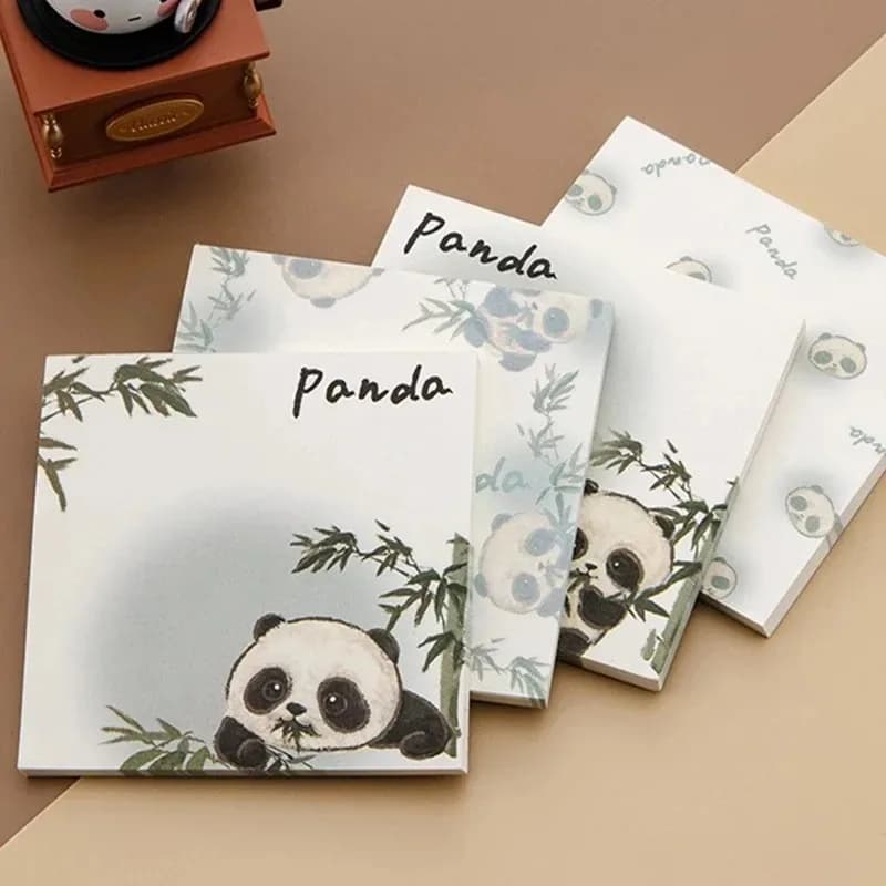50 Fogli di Adesivi per Studenti, Blocchetti Memo Adesivi con Simpatici Cartoni Animati di Panda, Adesivi per Quaderni e Planner