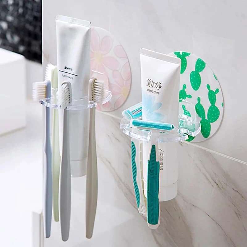 1/3pcs Self Adhesive Toothbrush Holder Wall Mounted No Drilling Toothpaste Razor Storage Rack Dispenser Bathroom Accessories