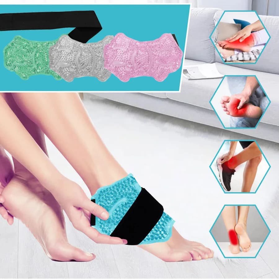 Impacco di Ghiaccio per Caviglia e Piede, Riutilizzabile con Perle di Gel, Supporto per Caviglia, Impacco Congelabile e Riscaldabile nel Microonde