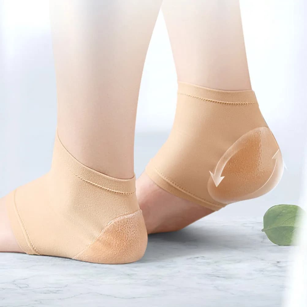 2 Paia di Supporti per Caviglia e Tallone, Protezione Idratante Antiscivolo, Fascia Compressiva per Fascite Plantare, Comodo Supporto per il Tallone