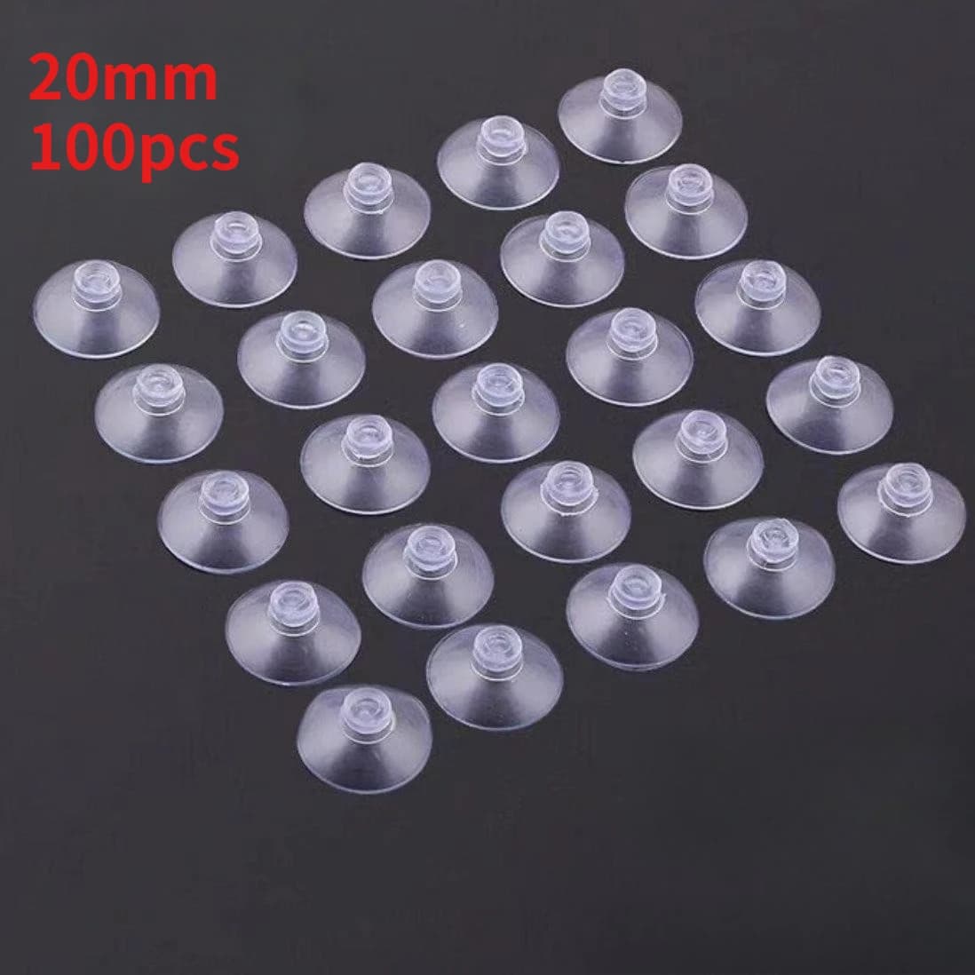 Ventose Trasparenti da 20mm, 100 Pezzi, a Testa di Fungo, Robuste, con Gancio, per Decorazioni Finestre, Auto da Matrimonio, Vetri